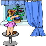 Girl Watering Flower Clip Art