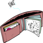 Wallet & Moth Clip Art