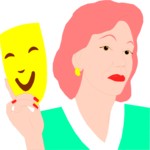 Woman with Comedy Mask Clip Art
