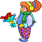 Girl with Bouquet 1 Clip Art