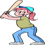 Girl Playing Baseball Clip Art