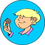 Boy with Electronic Pet Clip Art