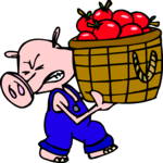 Pig with Apples Clip Art