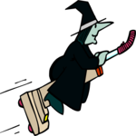 Witch Flying - Vacuum Clip Art