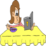 Reading Bible at Breakfast Clip Art
