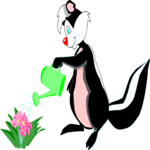 Skunk Watering Flowers