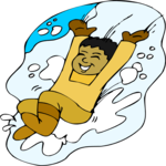 Eskimo Boy Playing in Snow