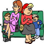 Mothers in Waiting Room Clip Art