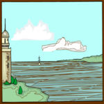 Bay with Lighthouse Clip Art