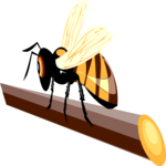 Bee on Twig Clip Art