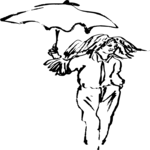 Woman Holding Umbrella Clip Art