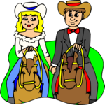 Couple on Horseback Clip Art