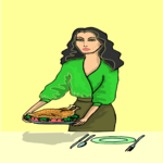Woman Serving Dinner Clip Art