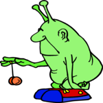 Space Alien with Toy Clip Art
