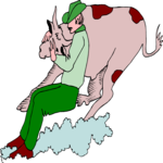 Cowboy with Bull 4 Clip Art