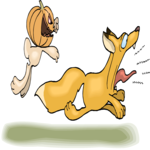 Pumpkin Chasing Dog Clip Art