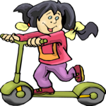 Girl on Scooter 2 Clip Art