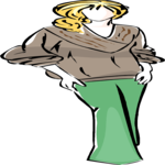 Woman in Sweater & Pants 1 Clip Art