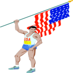 Athlete Holding Flag