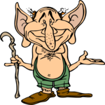 Troll with Cane Clip Art