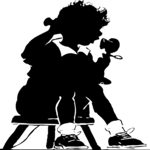 Silhouettes, Child on the Telephone Clip Art