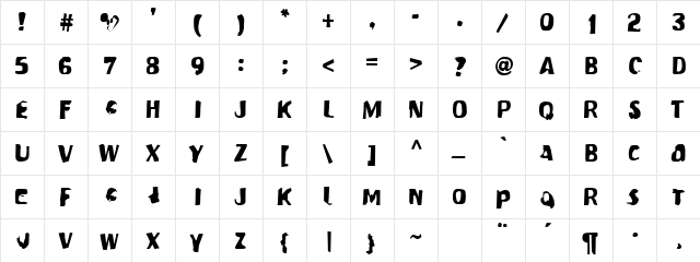 Modern Conformist Regular  glyph index