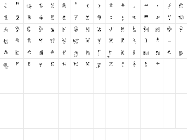CK Block Rose Regular  glyph index