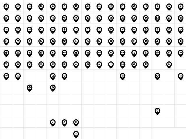 Icons Font Color Regular  glyph index