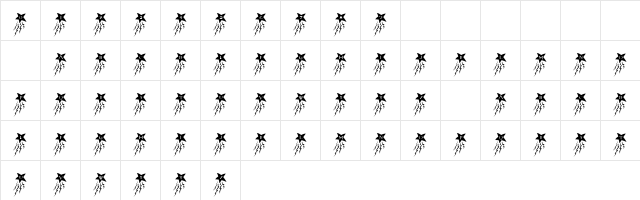 101! Star ZappeD Regular  glyph index