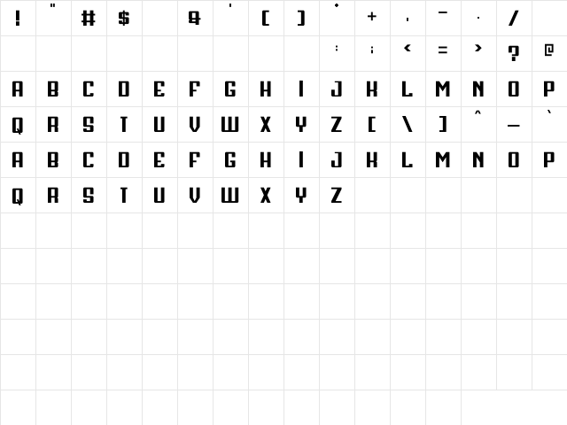 Henshin Sans BoldDemo  glyph index