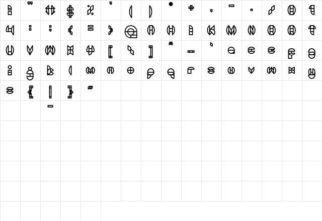 DRAGON FLY Bold  glyph index