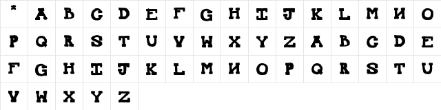 Mexican Knappett Regular  glyph index