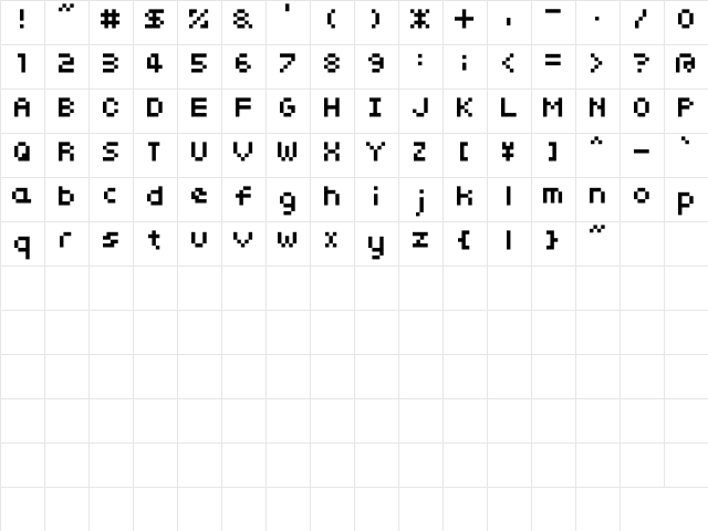 somybmp01_7 Regular  glyph index