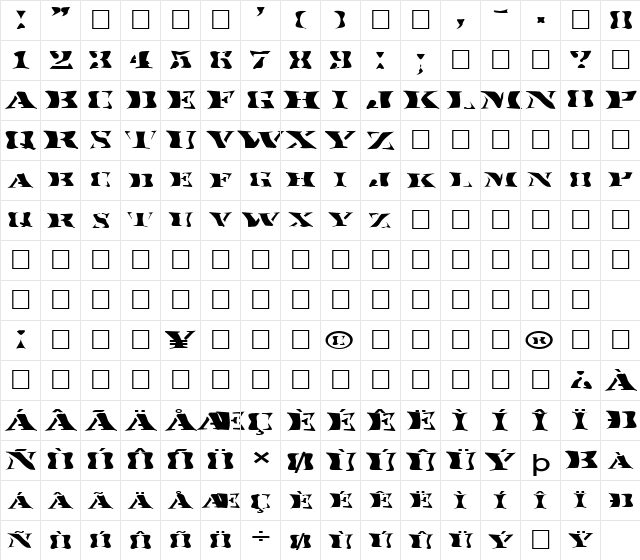 FZ WARPED 17 EX Normal  glyph index