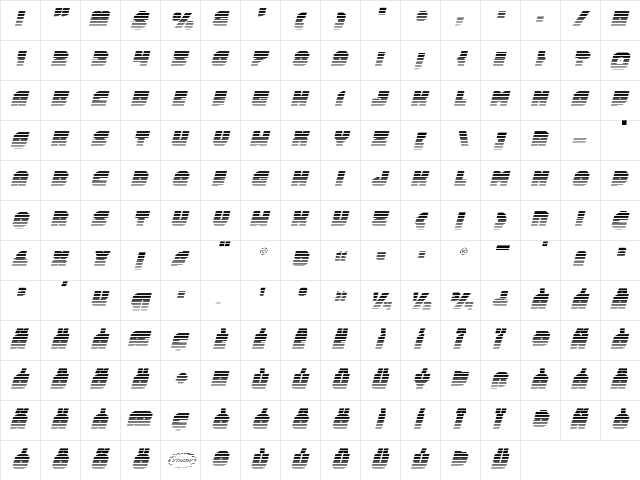 Turtle Mode Gradient Italic Italic  glyph index