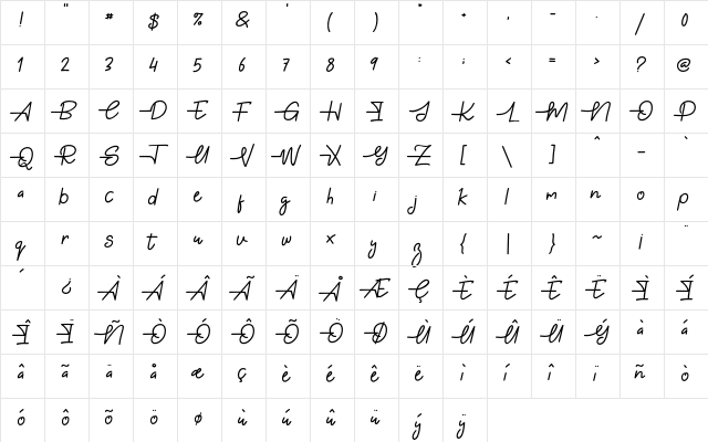 Gabuek Script Gabuek Script  glyph index