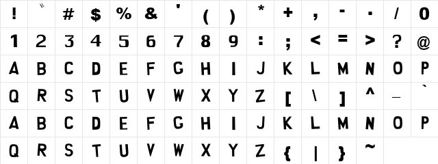 South Park Regular  glyph index