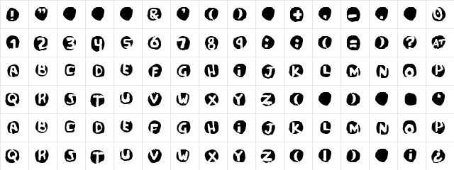 Potassium Scandal Regular  glyph index