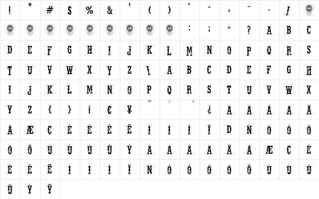 Fort Death Regular  glyph index