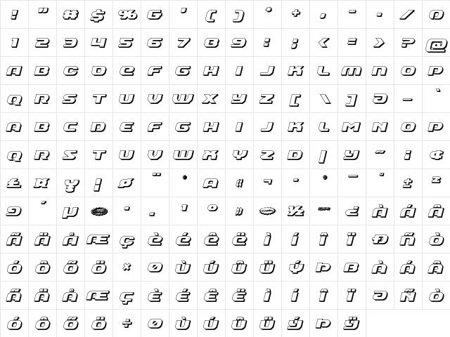 Annapolis 3D Italic Italic  glyph index