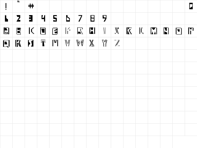 Abstract Abomination Regular  glyph index