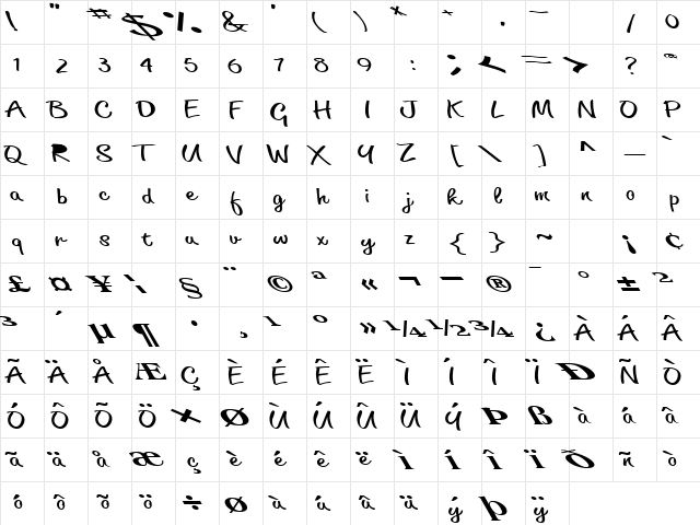 Smart Regular  glyph index