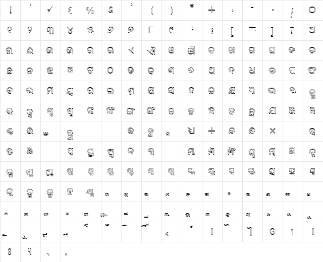 AkrutiOriBudha-99 Normal  glyph index