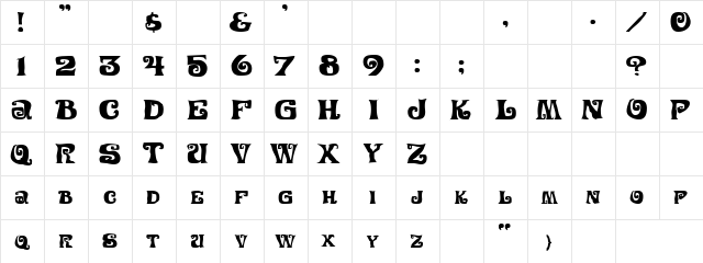 Ninja Regular  glyph index