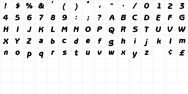OptasiaSSK BoldItalic  glyph index