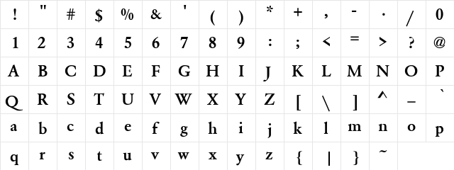 WhittiedMedium- Regular  glyph index