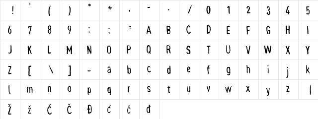 Pynkei_DIN Regular  glyph index
