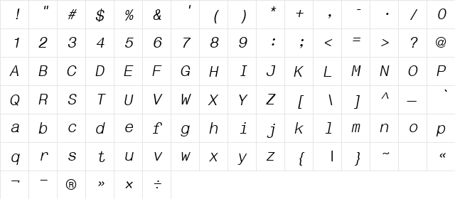 R_thai Italic  glyph index