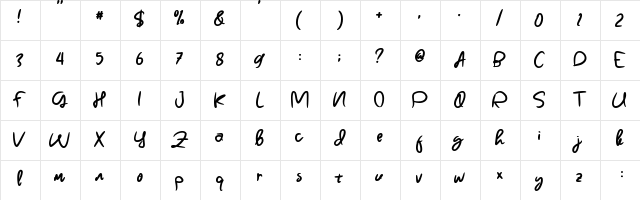 Lazypod Regular  glyph index