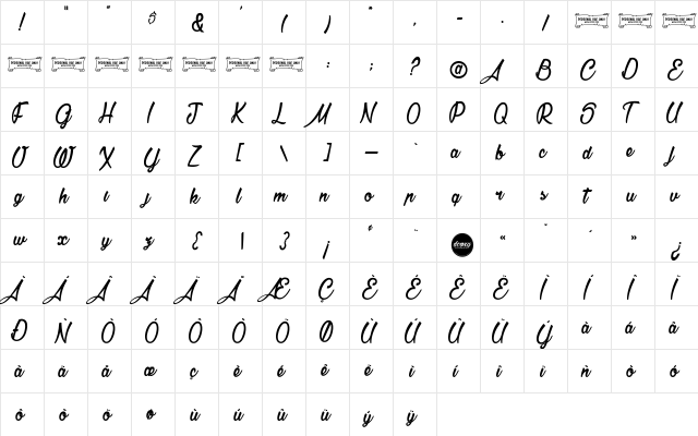 La Cithare Regular  glyph index